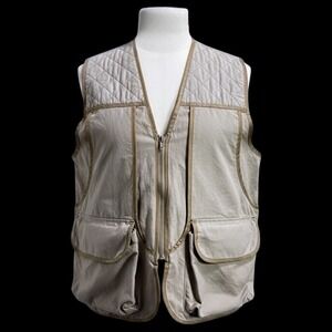 Game Winner Quilted Shooting Vest Mens XL Beige Utility Pockets Hunting Outdoors